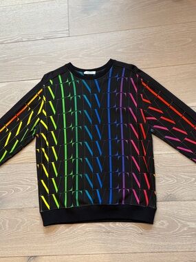 100% Authentic Valentino Garavani Black Crewneck with Rainbow Monogram